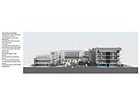 Section through the plaza